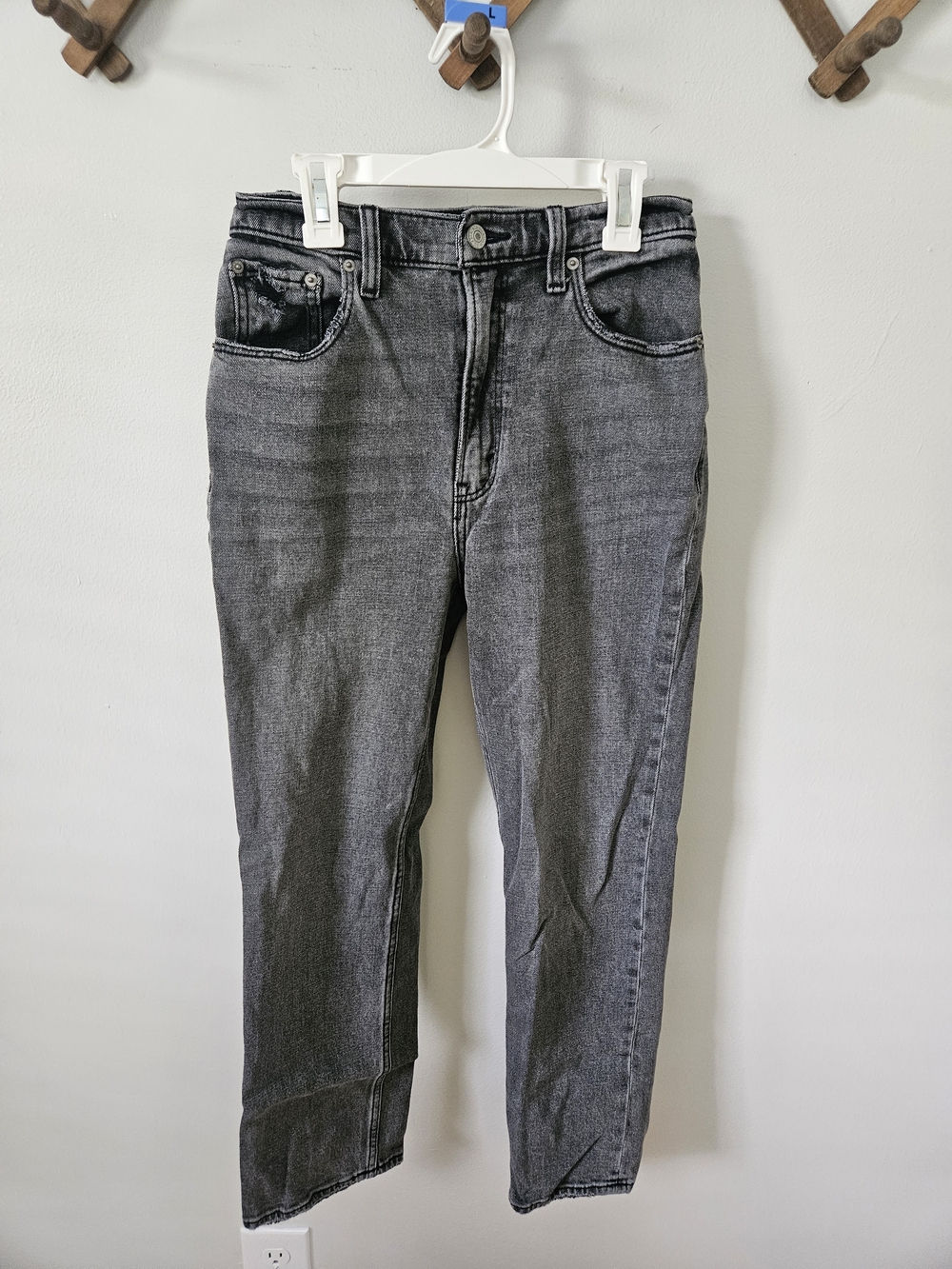Abercrombie & Fitch Womens Charcoal The Ankle Straight Ultra High Rise